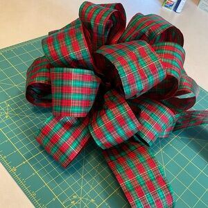 10 yard wired tartan plaid Christmas bow